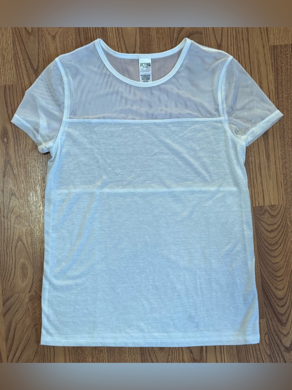 Victorias Secret Sport Size Small White Mesh Workout Short Sleeve Shirt (B5)